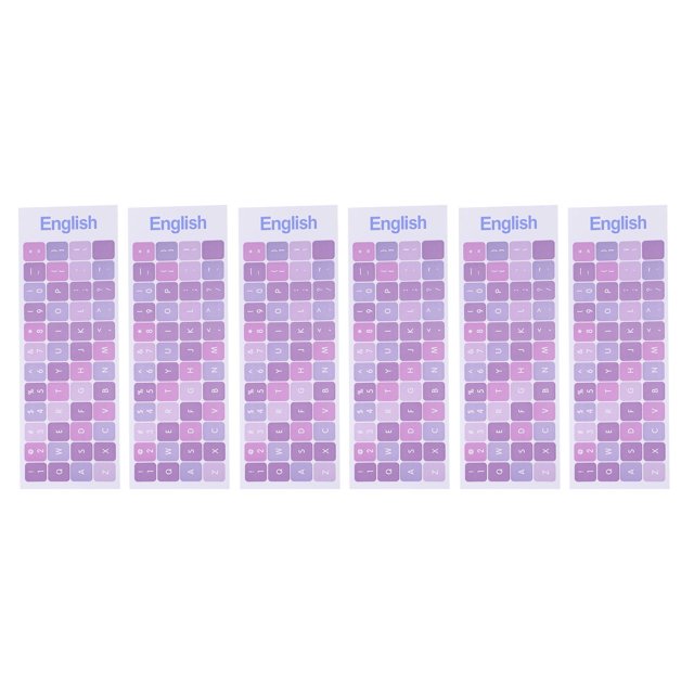 6 pegatinas de letras para teclado inglés, de repuesto para ordenador portátil, color morado