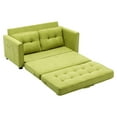 thumbnail image 3 of 59.4" Loveseat Sofa with Pull-Out Bed, Chenille Fabric Fold Sofa Bed with Side Pocket, High Backrest and Double Cushion, Modern Upholstered Couch for Smaller Space, Living Room, Office, Green, 3 of 7