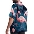 thumbnail image 3 of Flamingo Tropical Rainforest Men's Short Sleeve Button Down Beach Shirts, Casual Printed Summer Unisex Tops, 3 of 6