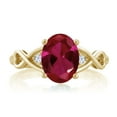 thumbnail image 2 of Gem Stone King 18K Yellow Gold Plated Silver Red Created Ruby Women Engagement Ring (2.09 Ct Oval, Available in Size 5, 6, 7, 8, 9), 2 of 4