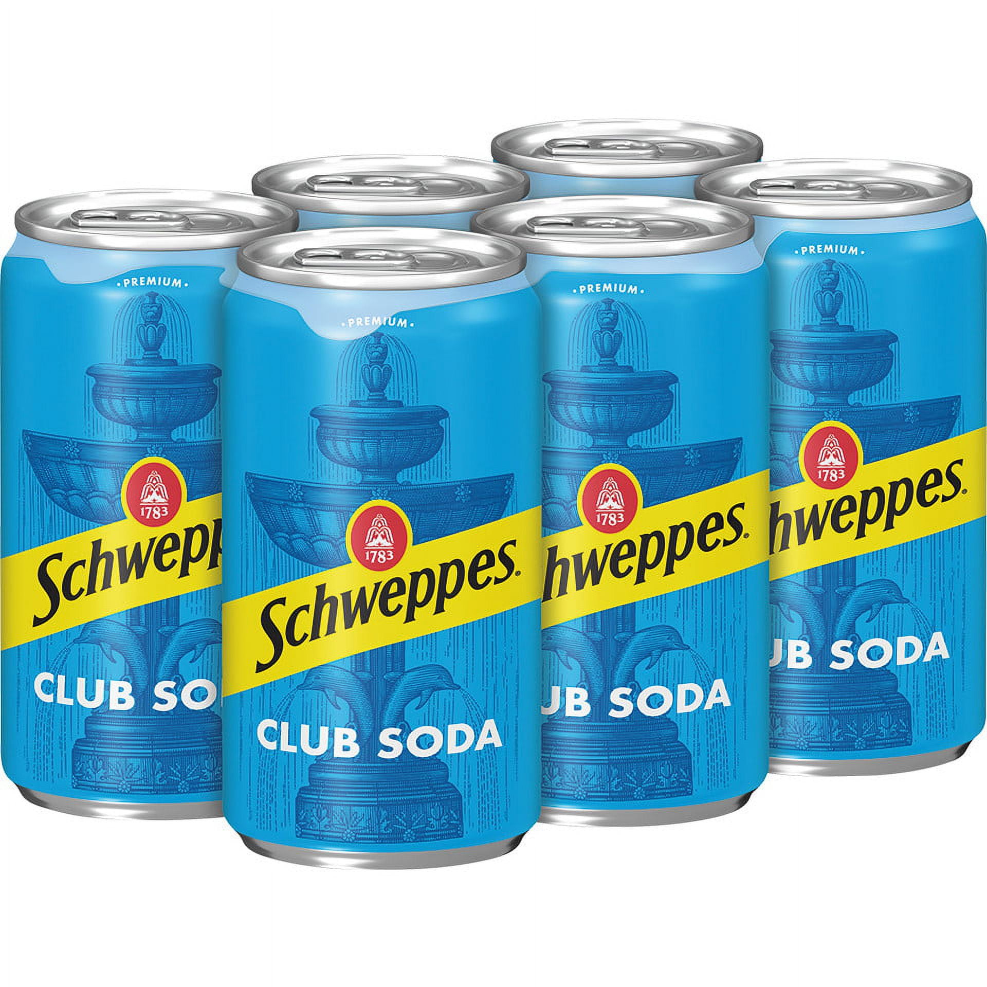 Schweppes Club Soda, 7.5 fl oz mini cans, 6 pack