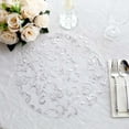 thumbnail image 5 of Efavormart 10 Pack Metallic Silver Sheer Organza Round Placemats with Embossed Foil Flower Design, 13" Disposable Dining Table Mats, 5 of 5