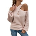 thumbnail image 4 of TRKIYQC Suéteres con Hombros Descubiertos para Mujer, Suéteres de Punto Halter Cruzados de Color Sólido de Manga Larga TRKIYQC moda, 4 of 10
