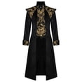 thumbnail image 2 of Men's Vintage Embroidered Long Coat, Button Front Gothic Jacket Tailcoat for Halloween and Themed Events Black L, 2 of 8