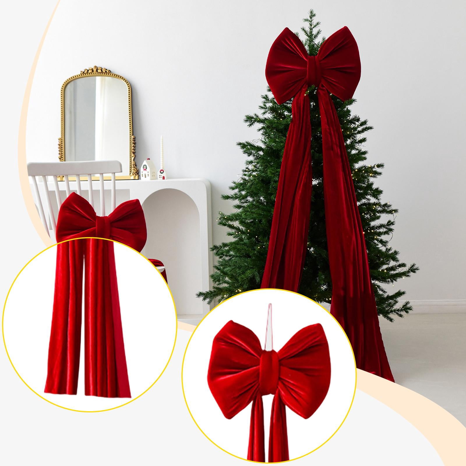 Christmas Tree Topper Bow Velvet Extra Large Size for Home Decor Party and Outdoor Festivities