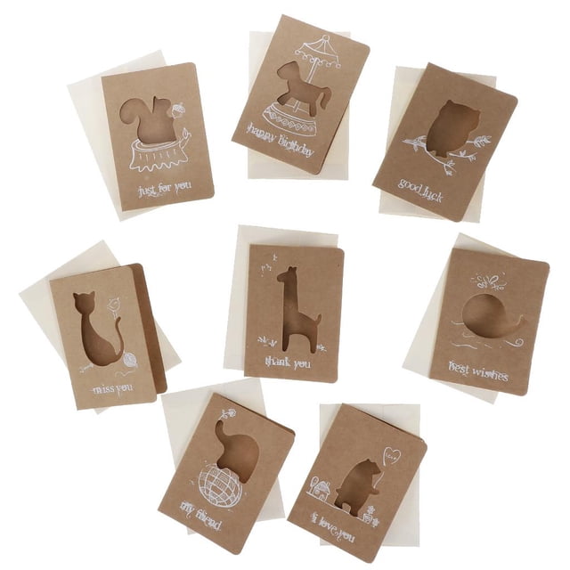 8 juegos de s de mensaje de felicitación de s de agradecimiento de de papel Kraft con sobres Colcomx mensaje de caricatura tarjetas de felicitación