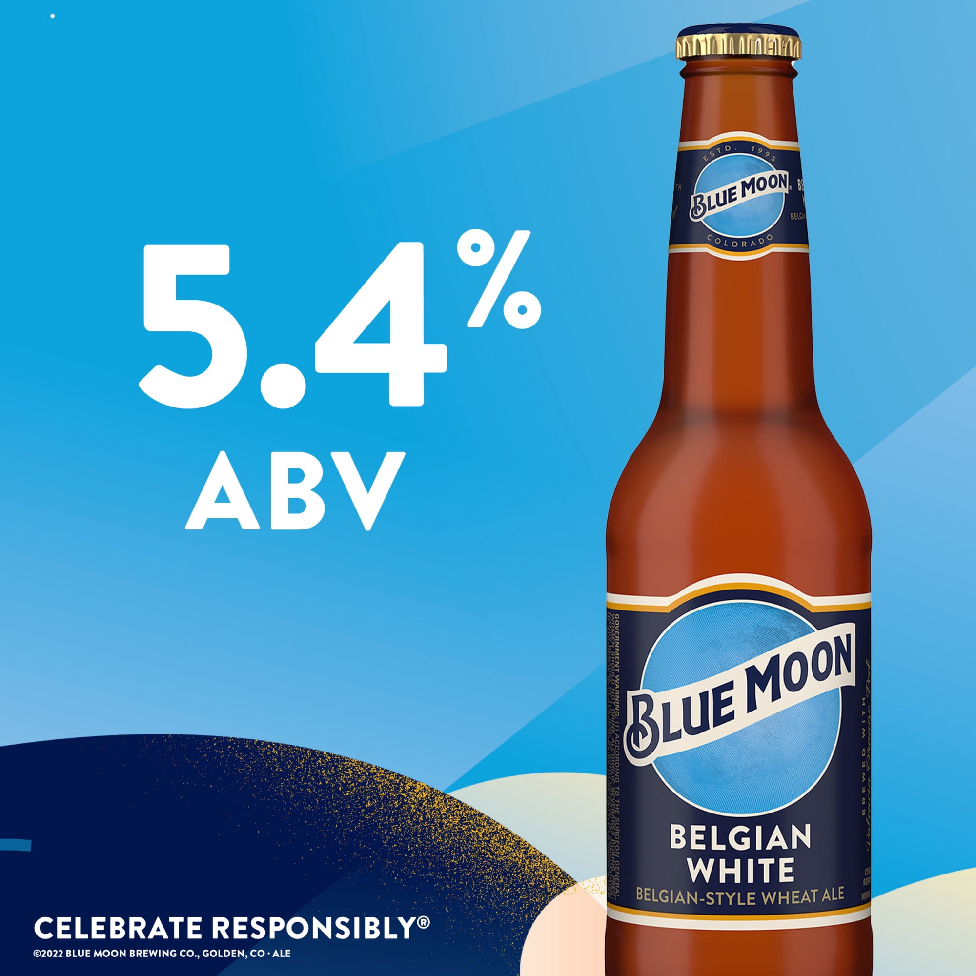 Hoge blootstelling Lichaam Losjes Blue Moon Belgian White Wheat Ale Beer, 12 Pack, 12 fl oz Bottles, 5.4% ABV  - Walmart.com