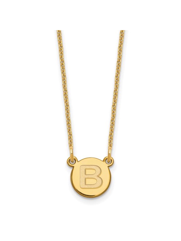 Auriga Fine Jewelry 14K Yellow Gold Tiny Circle Block Letter B Initial Necklace for Women