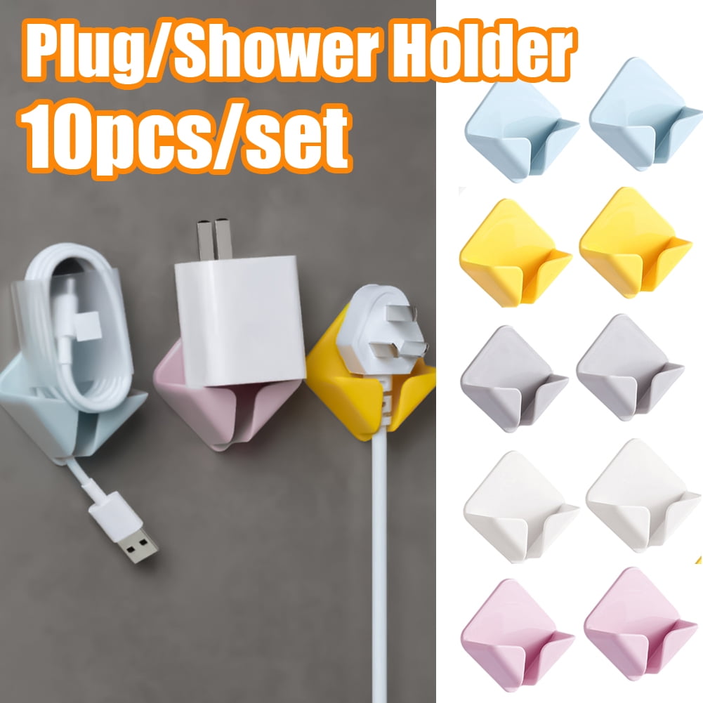Vnanda 10Packs Plastic Adhesive Hooks for Plugs Toothbrush, Plug Hooks