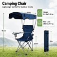 thumbnail image 2 of REDCAMP Portable Camping Chair with Canopy Heavy Duty Outdoor Folding Chair with Shade 600D Oxford Canopy Chair for Beach Fishing Lawn Picnic Sports Dark Blue, 2 of 9