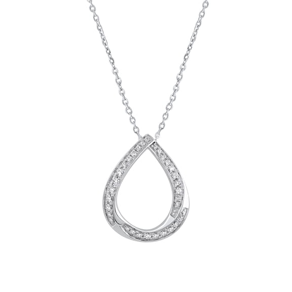 DewberryDiamonds 1/5 Cttw Round Cut Certified Lab Grown Diamond Tear Drop Pendant with 18" Inch Cable Chain | 14K White Gold Plated | 925 Sterling Silver
