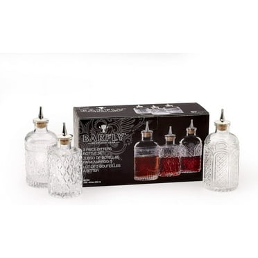 Barfly Glass Bitters Bottle, 6.8 oz (200 ml), Set of 3