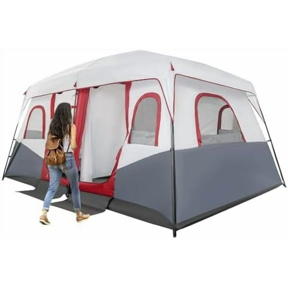 8-12 Person Outdoor Camping Tent 2 Room, Portable Cabin Huge Tent with Carrying Bag & Weatherproof Instant, Large Multi Room Family Tents for Camping, Picnics, Backpacking Hiking Car Traveling
