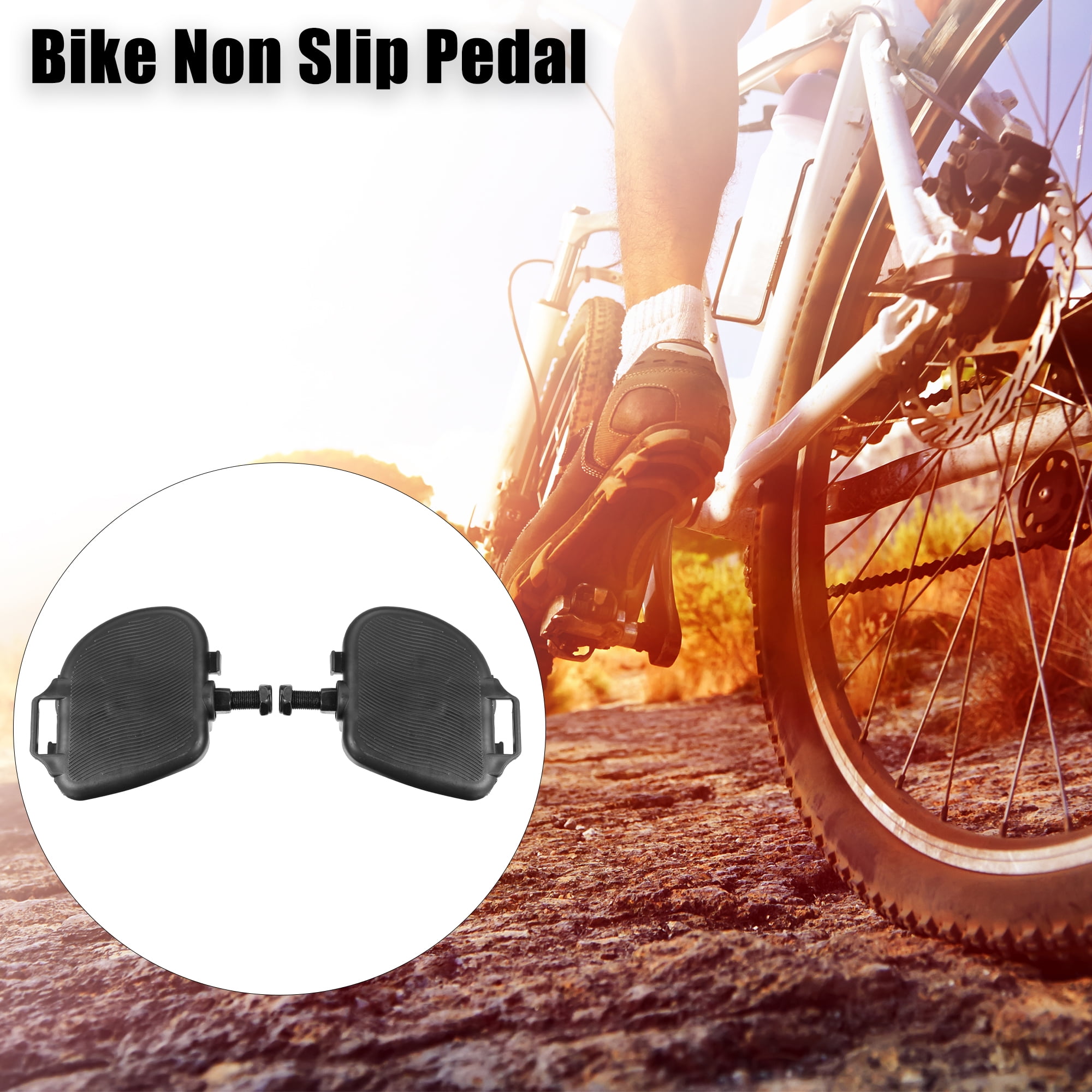 Unique Bargains Pair Exercise Bike Pedals Straps Indoor Cycling Components Non Slip 9/16"