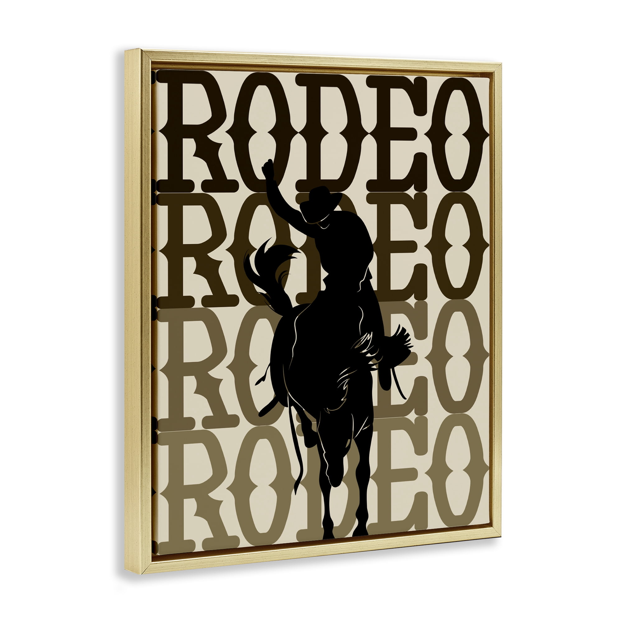 Stupell Industries Rodeo Gradient Cowboy Gold Framed Floater Canvas Wall Art, design by CAD Designs