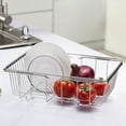 thumbnail image 2 of Adjustable Curved bottom Over Sink Stainless Steel Dish Drying Rack ,Fruit and Vegetable basket, 2 of 5