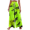 thumbnail image 2 of WXLWZYWL Halloween Pants for Women Women's Comfy Stretch Pants Casual Palazzo Sweatpants Bat Print Drawstring Wide Leg Pant Lounge Elastic Waist Sweatpant, 2 of 5