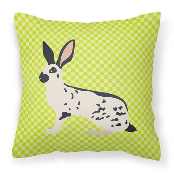 Carolines Treasures BB7787PW1414 English Spot Rabbit Green Fabric Decorative Pillow, 14 x 14 in.
