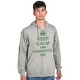 thumbnail image 5 of Keep Calm Shamrock On St Patrick's Zip Up Hoodie Men's Women's Brisco Brands S, 5 of 6