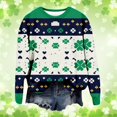 thumbnail image 2 of XIAOCHA Women's St Patrick Sweatshirt Pixel Clover Print Pullover Top Striped Crew Neck Sweatshirt, Green, Sizes XXXL, 2 of 7