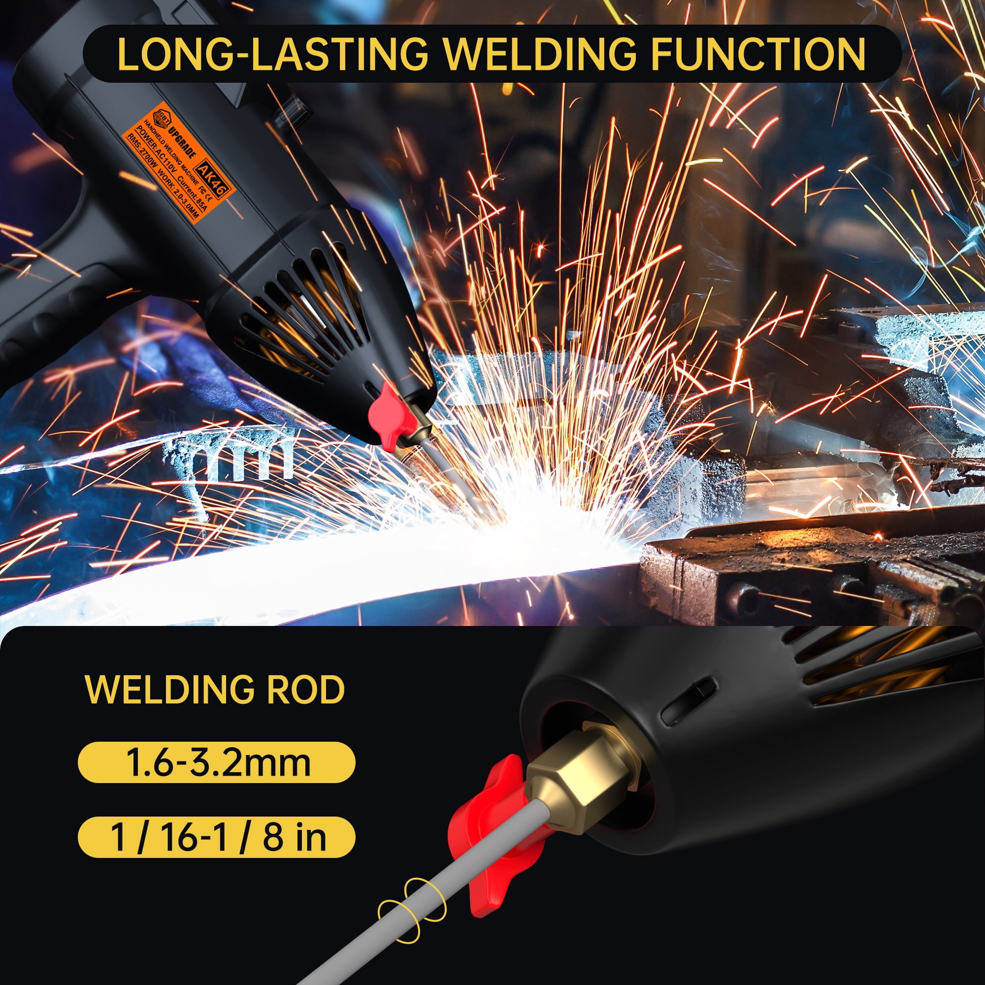 TOPTENG Welding Machine, Handheld Stick Welder, 110V Portable ARC Hand Held , Automatic Digital Current Adjustment with Welding Tool Set, with Toolbox