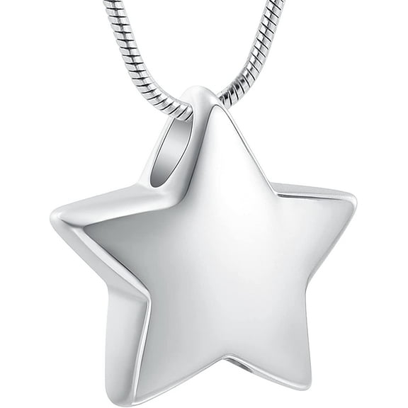Small Star Urn Necklace for Ashes Stainless Steel Urn Pendant Cremation Jewelry Star Shape Memory Keepsake Gifts for Women Men