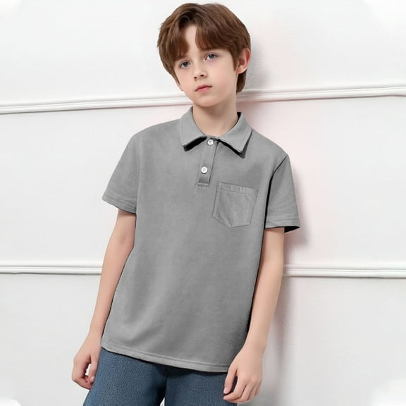 Little Boys Polo Shirts Grey Boys Uniform Shirts Rugby Shirts Short Sleeve Polo Boys Boys Clothes Size 5-6 Years