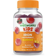 Lifeable Iron for Kids – with Vitamin C – 10 mg – Great Tasting Natural Flavor Gummy Supplement – Gluten Free Vegetarian GMO-free Chewable – for Anemic and Iron Deficient – for Children – 90 Gummies