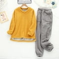thumbnail image 2 of Enjoytime Womens Winter Outfits Solid Color Thick and Velvet Warm Pajamas Crewneck Long Sleeve Tops Pants 2 Piece Sets Soft Comfy Sleepwear, 2 of 4