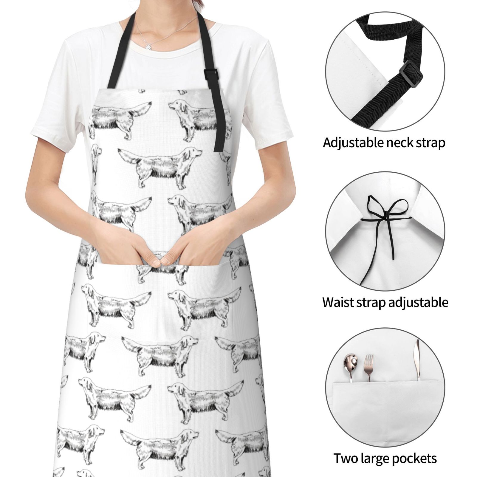Kdxio Labrador Retriever Dog Apron with Pockets Adjustable Kitchen Aprons for Men Women Waterproof Aprons for Cooking,Drawing,Crafting, Baking Household Cleaning