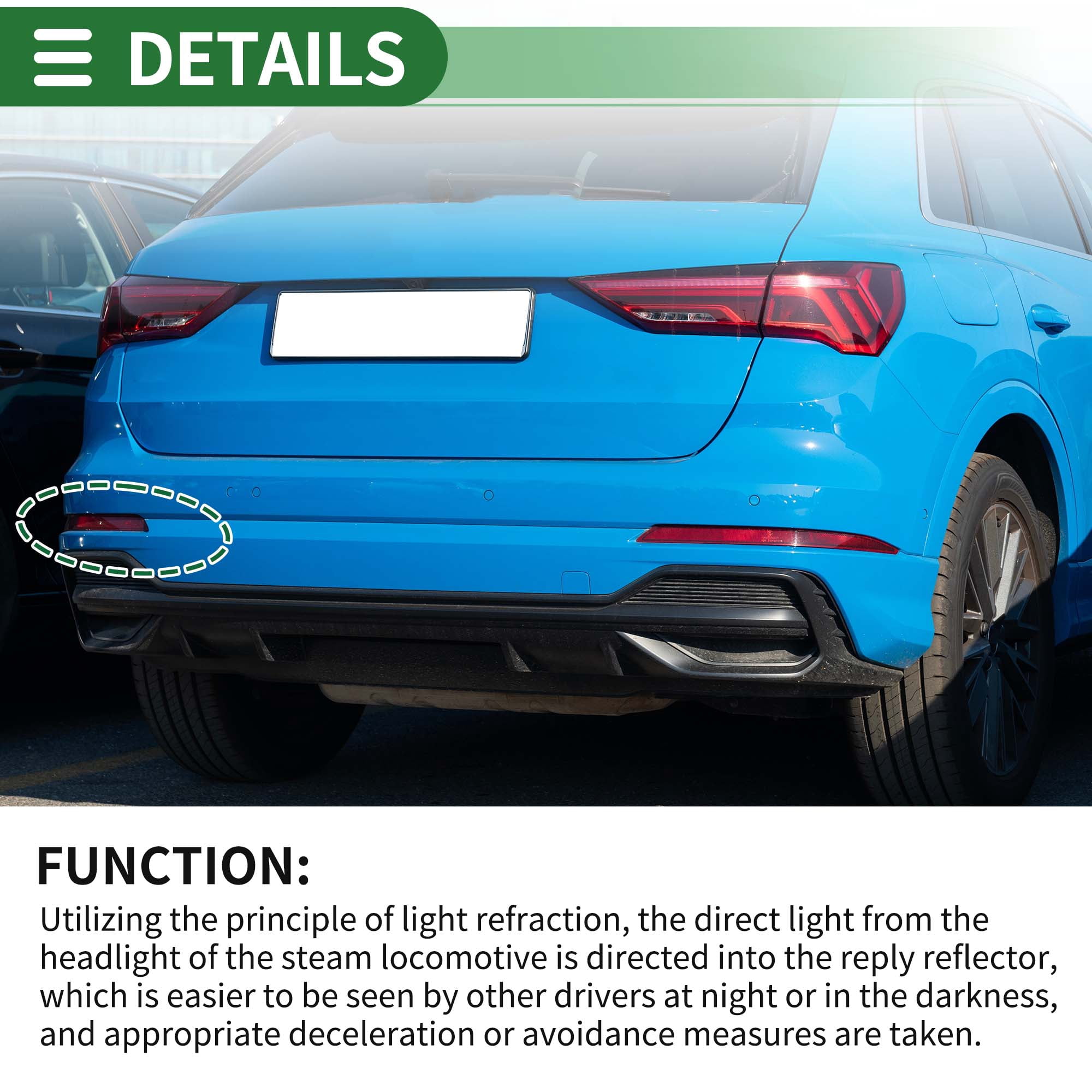 Unique Bargains Bumper Reflector Side Marker for Audi Q3 F3 2018-2022 No.83G945105
