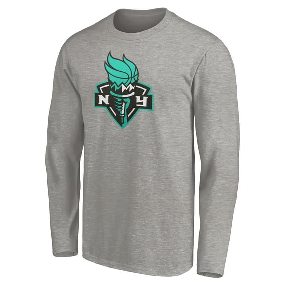 Men's Heathered Gray New York Liberty Primary Logo Long Sleeve T-Shirt
