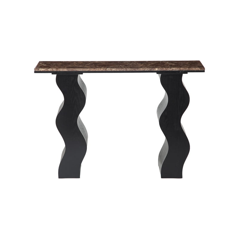 47.24" Modern Console Table, Accent Sofa Side Table with Two Wavy Legs, Entryway Display Table with Faux Marble Top