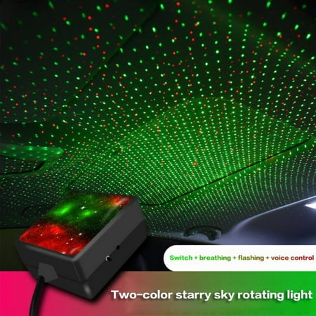 

[Big Clear!]Auto Roof Ceiling Decoration Colourful LED Star Night Lights Atmosphere Lamp Car Top Ceiling Star Lights Armrest Box Interior Ambient Atmosphere for Car/Home/Party (Red+Green)