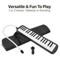 thumbnail image 2 of Melodica 37 Key (Black) Pianica Blow Piano Keyboard Harmonica Wind Instrument /w Portable Carrying Bag, 2 Long Tube Mouthpiece, 2 Trumpet Mouthpiece Kit for Beginners Kids Fun Music Gift, 2 of 7