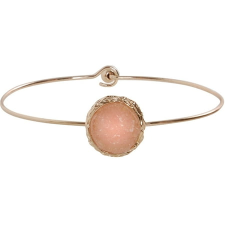 - Simulated Druzy Cuff - Stackable Simple Thin Wire Gold-Tone Bangle Bracelets for Women, by Humble Chic NY