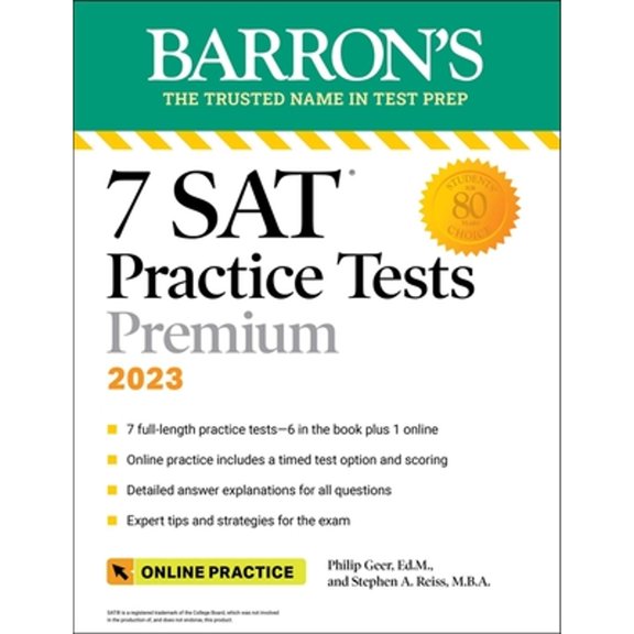 Pre-Owned 7 SAT Practice Tests 2023 + Online Practice (Paperback) 150626459X 9781506264592