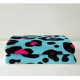 thumbnail image 3 of YST Blue Pink Leopard Print Throw Blanket for Couch Cheetah Print Fleece Blanket, Wild Animal Sherpa Blanket Safari Wildlife Blanket, Modern Abstract Bed Blanket, 3 of 6