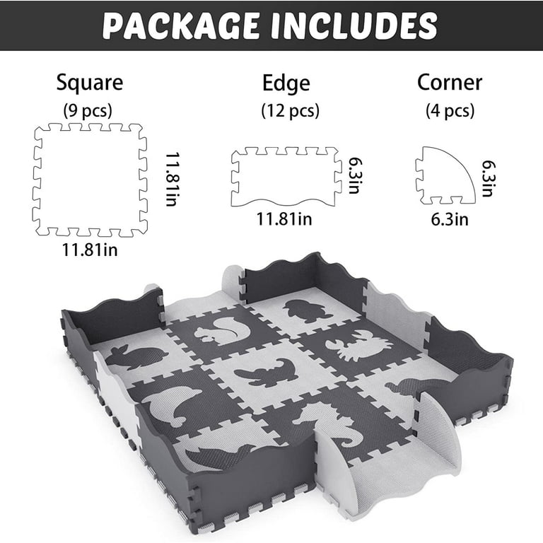 12pcs, Foam Tiles Interlocking Puzzle Foam Floor Mats Baby Play