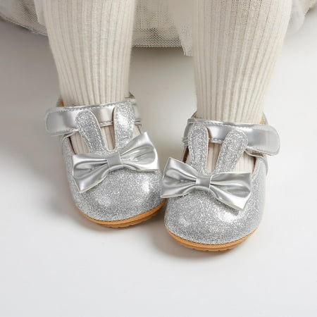 Abomasnow Baby Girls Mary Jane Flats with Bowknot Headband Infant Floral Princess Dress Soft Sole Crib Shoes Non-Slip for Toddler First Walkers
