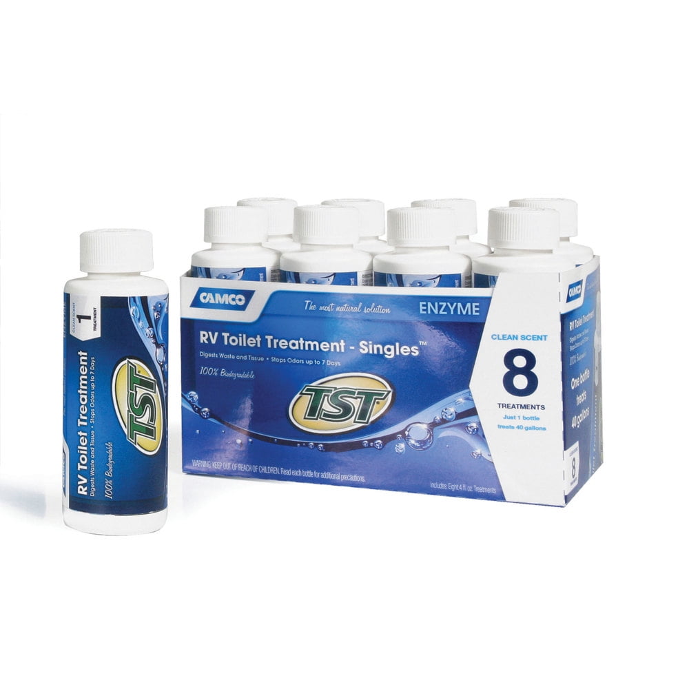 Camco 41501 TST Blue Enzyme Toilet Treatment, 4 oz, Pack of 8
