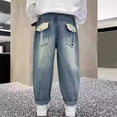 thumbnail image 5 of Boys Jeans Size 2-3Y Straight Wide Leg Denim Trousers Comfortable Playwear Spring Loose Casual Big Youth Kids Pants Blue, 5 of 10