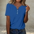 thumbnail image 2 of Ltctricy T Shirts for Women Soft Casual Short Sleeve V Neck Quarter Button Solid Color Tunic Tops Loose Tee Blouses, 2 of 5