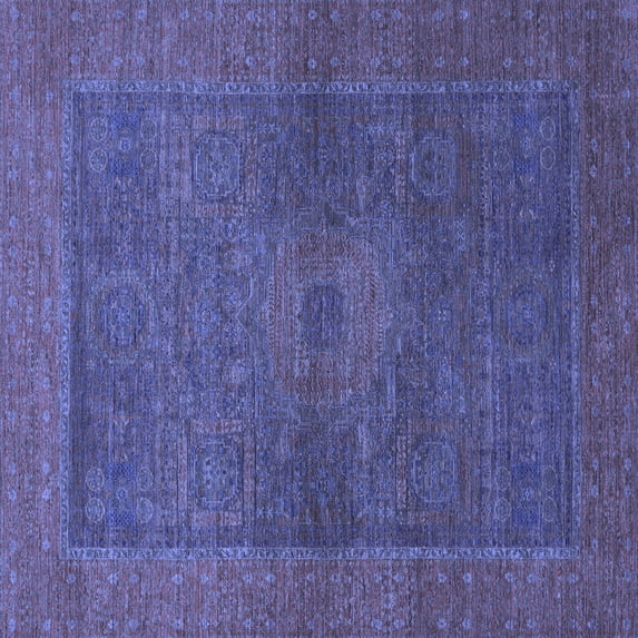 Ahgly Company Machine Washable Indoor Square Abstract Blue Modern Area Rugs, 8' Square