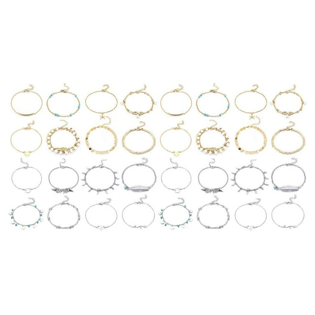 serony 12 Pieces Ankle Bracelets Creative Colour-fast Durable Comfortable Ankles Chains Exquisite Chic Girls Anklets for Dress Decor Type 4 Type 5 2Set