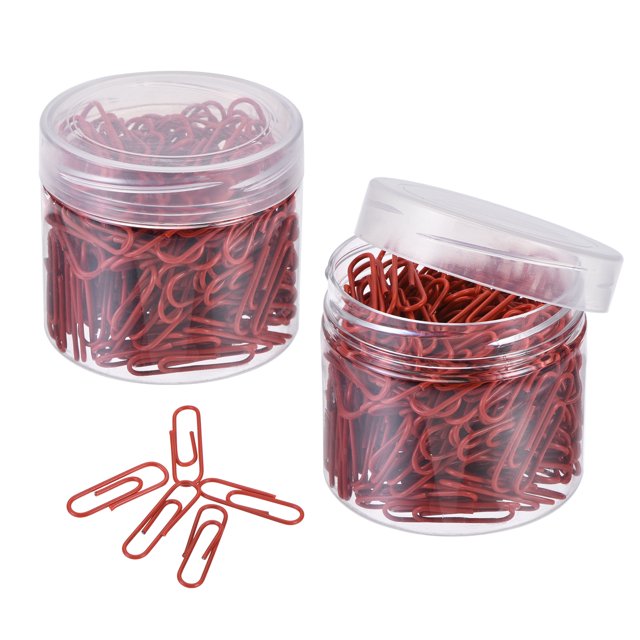 Unique Bargains Paper Clips 1.1 Inch Vinyl Coated with Box for Office Home Red Count 400