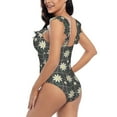 thumbnail image 5 of Yiaed Daisies Flowers Print Women's Ruffled One Piece Swimsuit V Neck Swimwear Slimming Monokini for Woman-XX-Large, 5 of 8