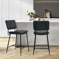 thumbnail image 2 of FurnitureR Independence 27" Full Back Faux Leather Bar Stools - Black (Set of 2), 2 of 8