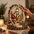 thumbnail image 4 of Santa Reindeer Winter Table Centerpiece Birch Arch Desktop Figurine Lighted Hanging Lantern Pinecone Berry Christmas Decor, 4 of 8