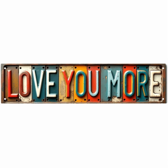 Decorative Tin Sign 16x4 Inches - LOVE YOU MORE Romantic Design - Suitable for Bedroom, Living Room, Patio - Vintage Decor, Family Wall Decor, Funny Room Decor